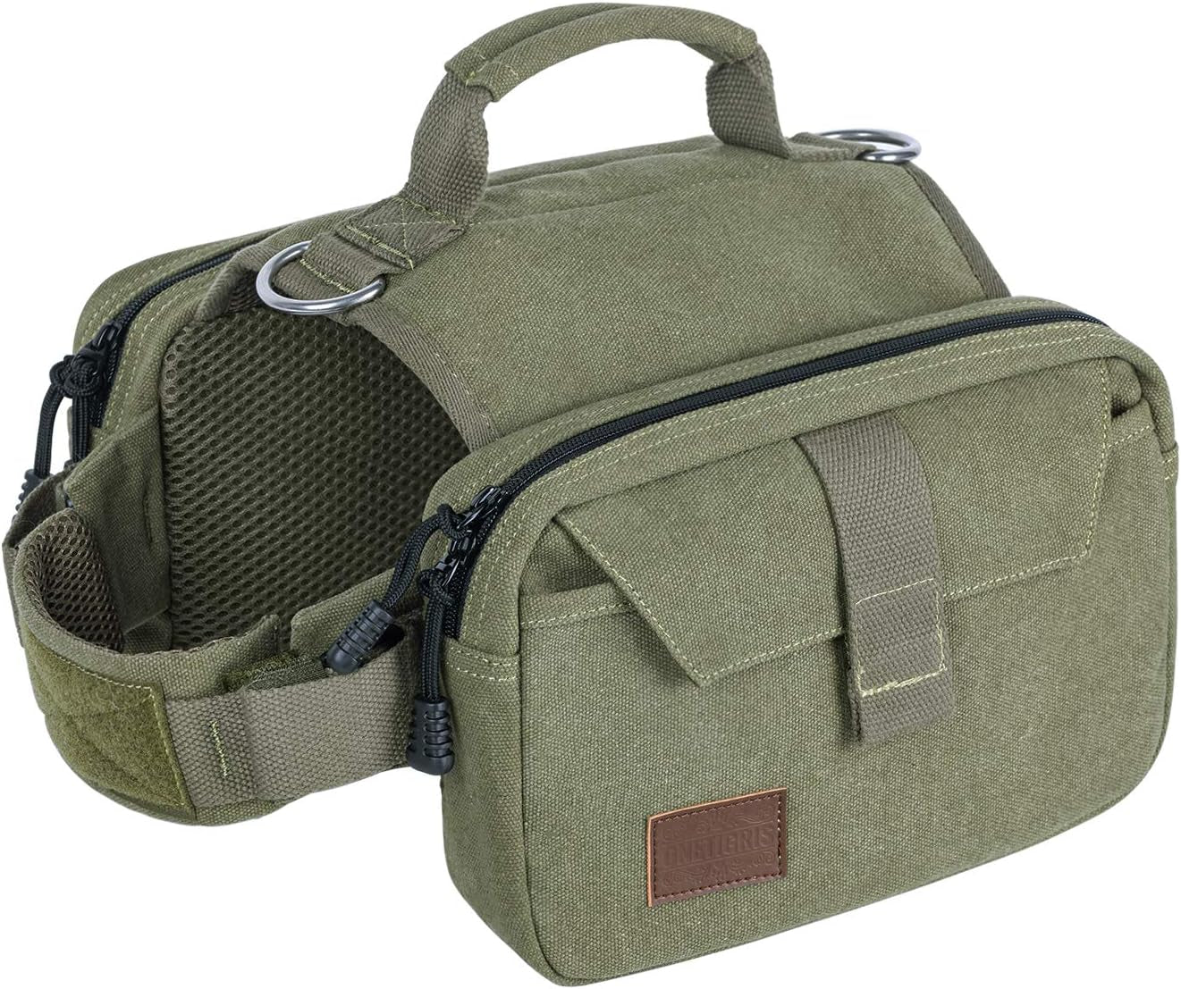 Dog Pack Hound Travel Camping Hiking Backpack Saddle Bag Rucksack for Medium & Large Dog (Ranger Green, Medium)