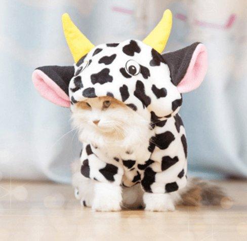 Cozy Cow Pet Costume Sweater - Warm Winter Clothing For Dogs And Cats-0